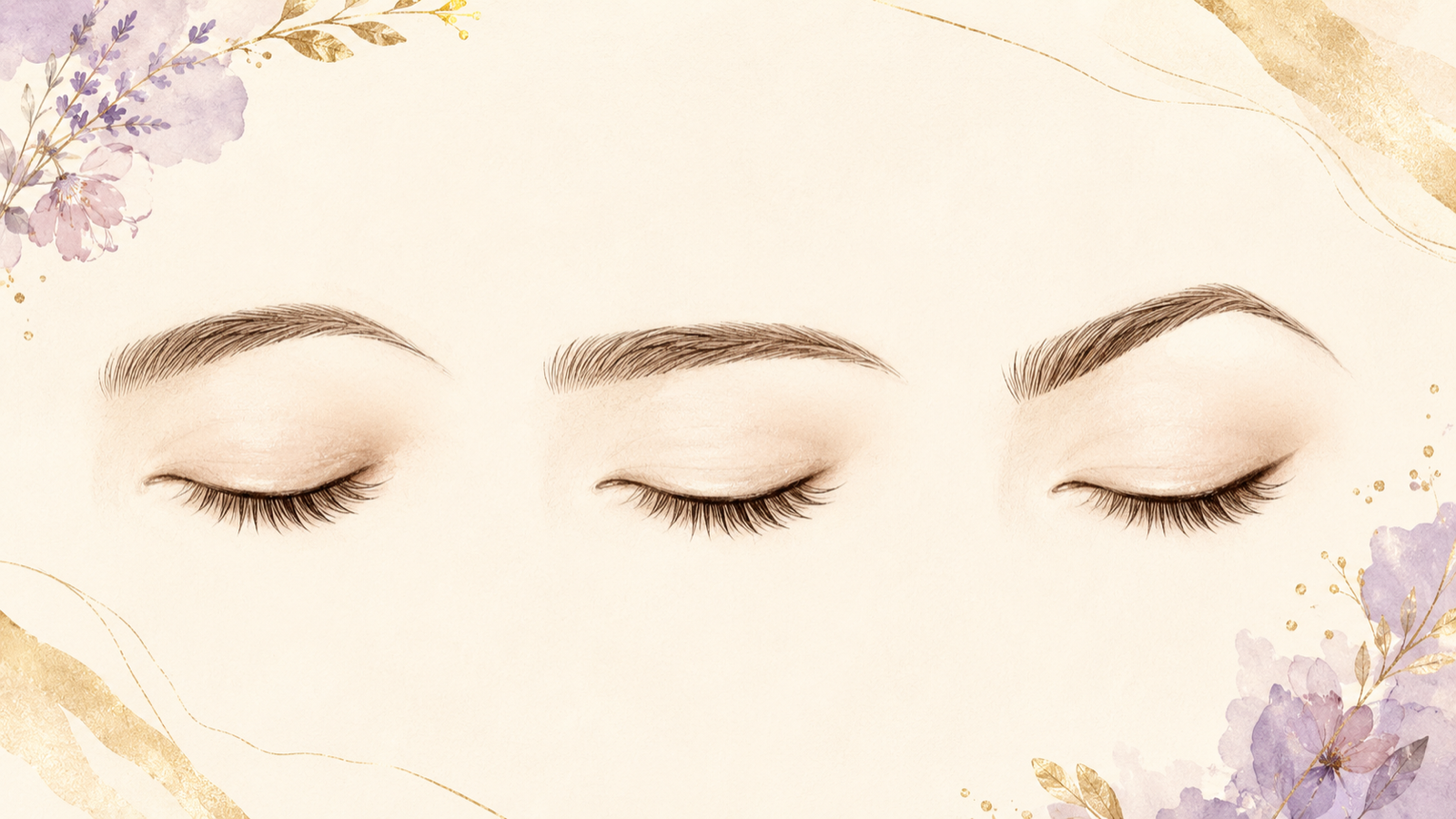 ゆるやかなアーチ眉と平行眉、眉山が高すぎる眉の形の比較イラスト